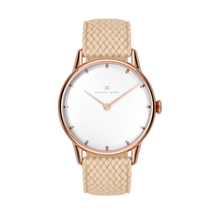 Simply Rose Gold Sand Cream Perlon 32mm - August Berg