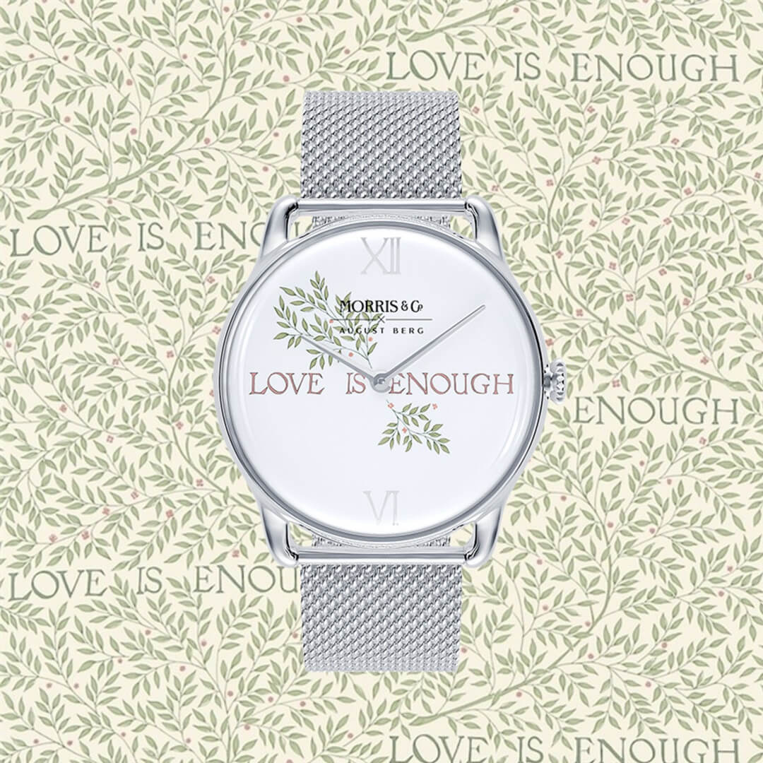 Pure Silver Love Is Enough Gift Set 38mm | Silver Mesh Strap & Grey Perlon Strap - August Berg